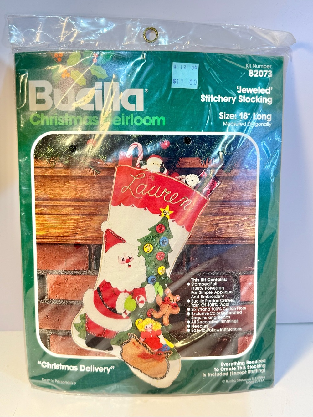 Bucilla Christmas Heirloom Felt Stocking Kit Christmas Delivery 82073
